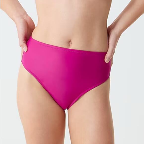 J.Crew Hallie Bikini Bottom Women Sizes XS - M High Waist Modest Bright Pink NEW - Picture 1 of 8